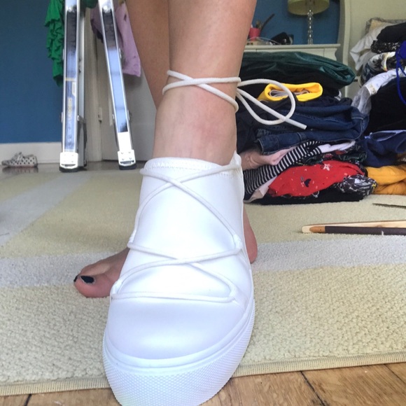 Public Desire Shoes - 🤍white platform sneakers with lace up🤍